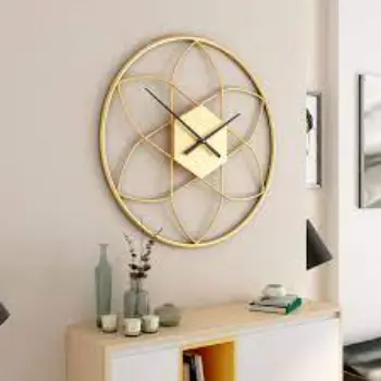 Elegant Golden Flower Metal Wall Clock 